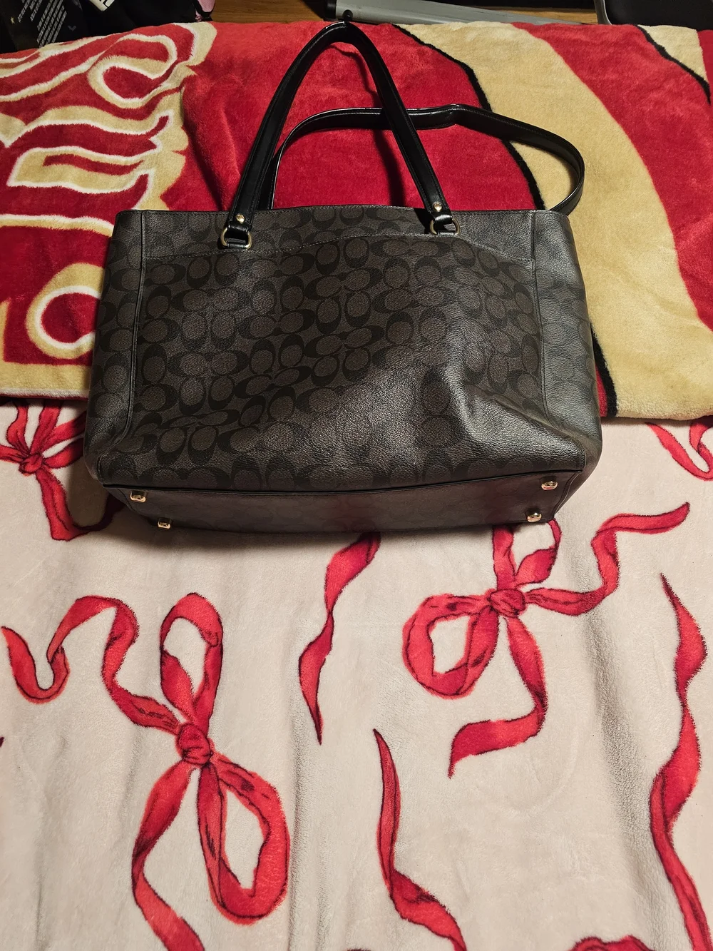 Coach Signature Canvas Tote Bag in Dark Brown Black